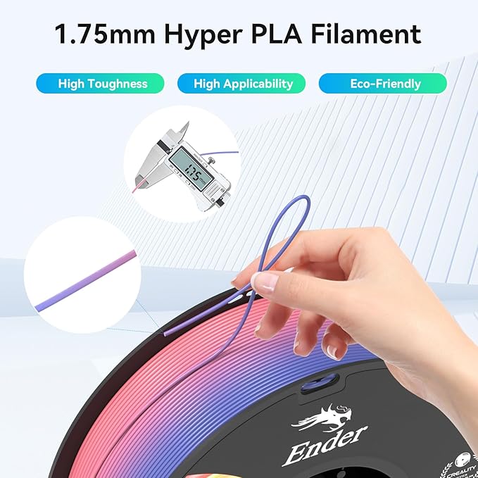 Creality 3D Printer Filament 1.75mm, Rainbow PLA+ Plus Pro Filament Toughness - Image 3