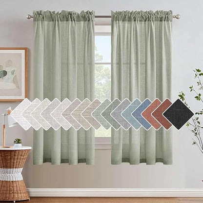 H.VERSAILTEX Linen Curtains Elegant Natural Linen Semi Sheer Curtains Energy by HVERSAILTEX