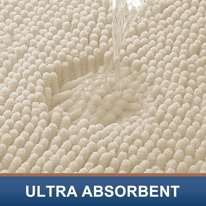 Smiry Luxury Chenille Bathroom Rugs 24x16, Extra Soft and Absorbent Shaggy Bath - Image 4