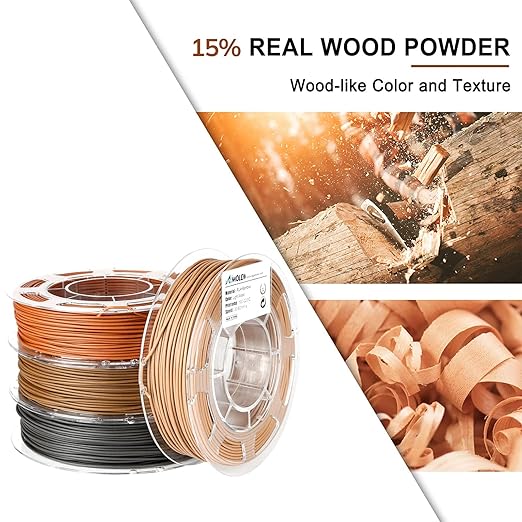 AMOLEN Wood PLA Filament Bundle 3D Printer Filament Wood Sets, 3D Printing - Image 2