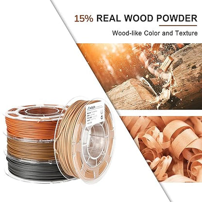 AMOLEN Wood PLA Filament Bundle 3D Printer Filament Wood Sets, 3D Printing - Image 2