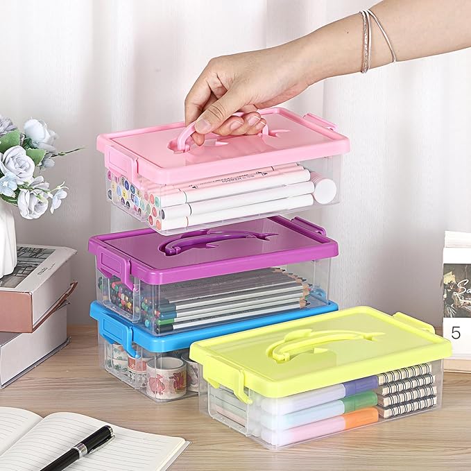 BTSKY 4-Pack Clear Plastic Storage Box - Image 2
