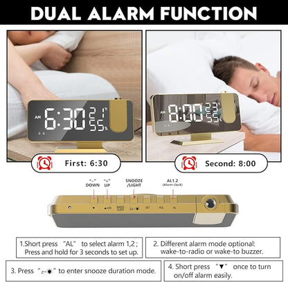 Projection Digital Alarm Clock for Bedrooms, Alarm Clock Radio on Ceiling - Image 4