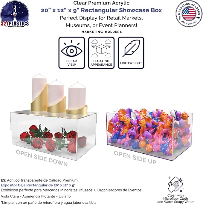 20" x 12" x 9" Clear Acrylic Display Box - Image 2