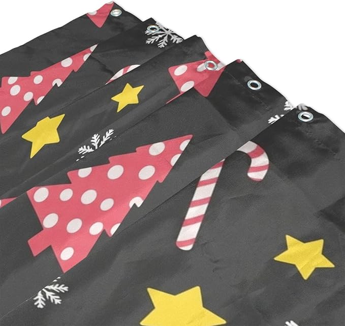 Christmas Gnome Tree Red Shower Curtain Liner 72×72 inch - Image 3