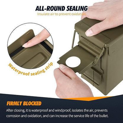 GUGULUZA Metal Ammo Can 30/50 Cal, Lockable Bullet Storage Case, Waterproof & - Image 2