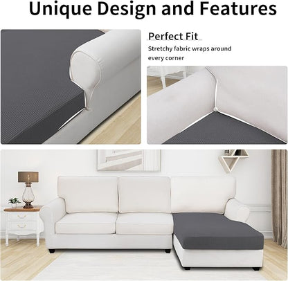 Easy-Going Stretch Sectional Couch Covers 1 Piece Chaise Lounge Slipcover L - Image 3
