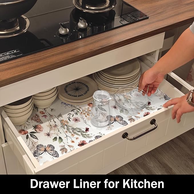 Floral Shelf Liners Non Adhesive and Strong Non-Slip Shelf and Drawer Liners - Image 3