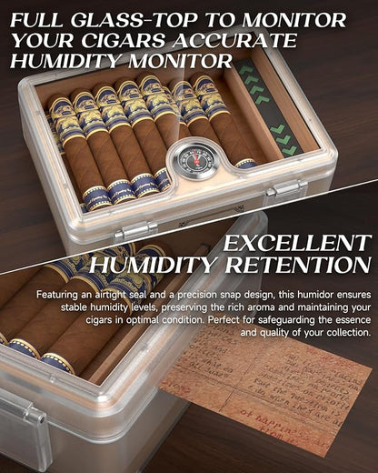 Humidor Cigar Box, with Straight Cutter Guillotine, V cut, Puncher & Holder Tool - Image 4