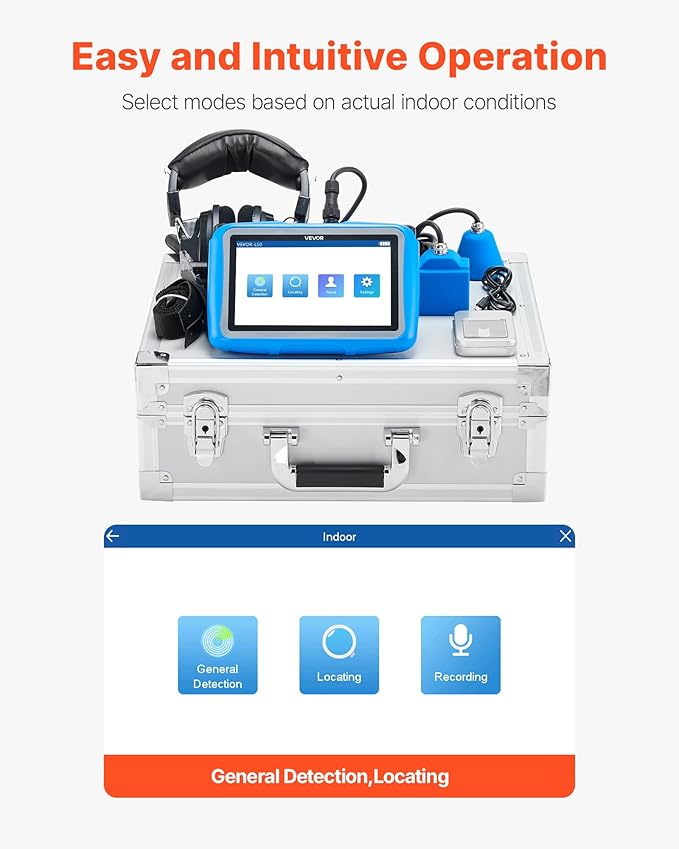 VEVOR Pipe Water Leak Detector for Indoors, 1Hz-10000Hz, Headphones, 8GB SD - Image 5