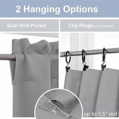 Chyhomenyc Silver Grey Short Blackout Curtains 45 Inch Length, Small Kitchen - Image 5