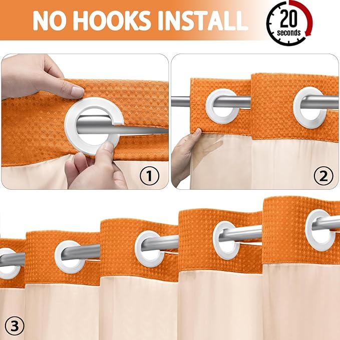 No Hook Shower Curtain and Liner Set - Image 2