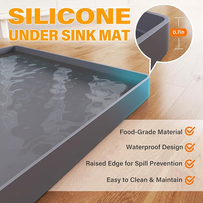 FLATO Waterproof Under Sink Mat 28" x 19" Shelf Liner - Image 2