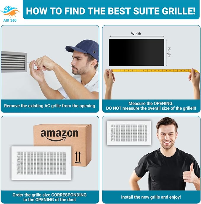 Aluminum 12 x 6 In Heater Vent Deflector Wall AC Grille – Premium Register Vent - Image 7