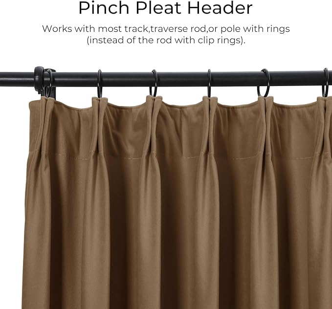 TWOPAGES Luxury Velvet Curtain Pinch Pleated Chocolate Curtain 108 inch Long - Image 2