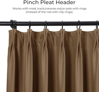 TWOPAGES Luxury Velvet Curtain Pinch Pleated Chocolate Curtain 102 inch Long - Image 2