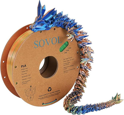 Sovol PLA Filament Silk Tri Color Co-Extrusion 1.75mm, 3D Printer Filament 1kg/ by Sovol
