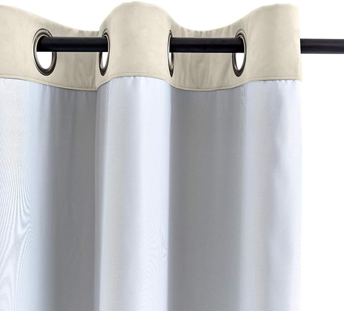 ChadMade Blackout Lined Premium Velvet Curtain Ivory 72Wx102L Inch, Eyelet - Image 3