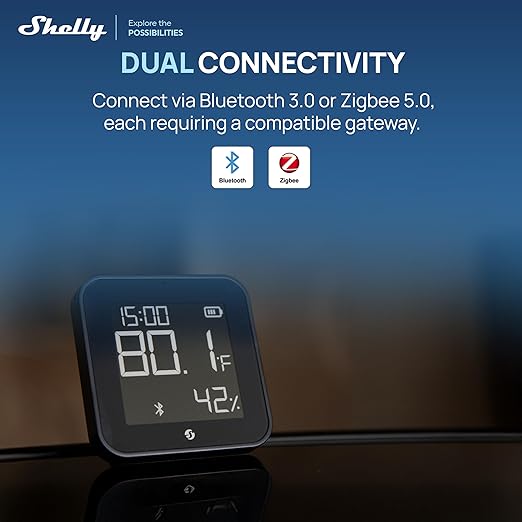 Shelly BLU H&T Display ZB Black, E-Paper Display, Home Assistant, Google Home - Image 2