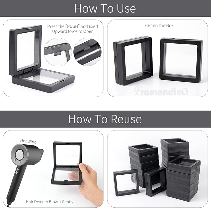 Framendino, 20 Pack Black 3D Floating Frame Display Case Challenge Coin - Image 5