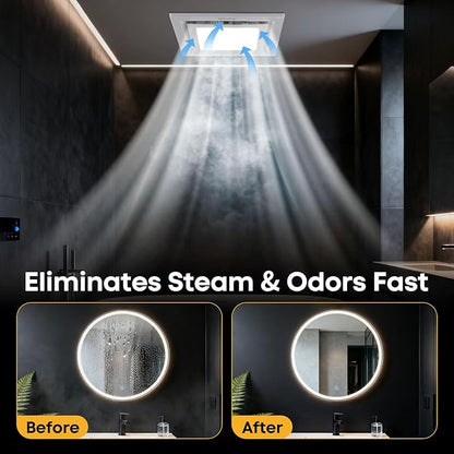 Bathroom Exhaust Fan with Light 10" Ultra Quiet 1.0 Sones, Exhaust Fan Mounting - Image 2