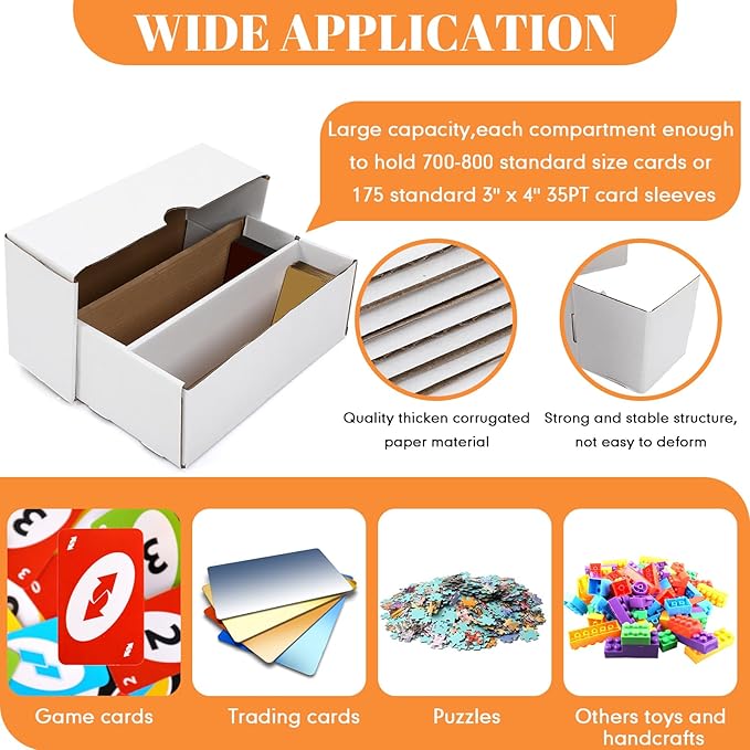 Yexiya 12 Pack 1600 Count Trading/Gaming Card Storage Box 2 Row Cardboard - Image 4