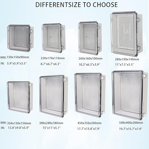 Zulkit Junction Box, IP67 Waterproof Electrical Box Hinged Clear Cover - Image 3