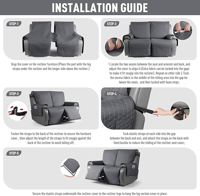 TAOCOCO 100% Waterproof Recliner Cover, Non-Slip Washable Reclining Couch Cover - Image 7
