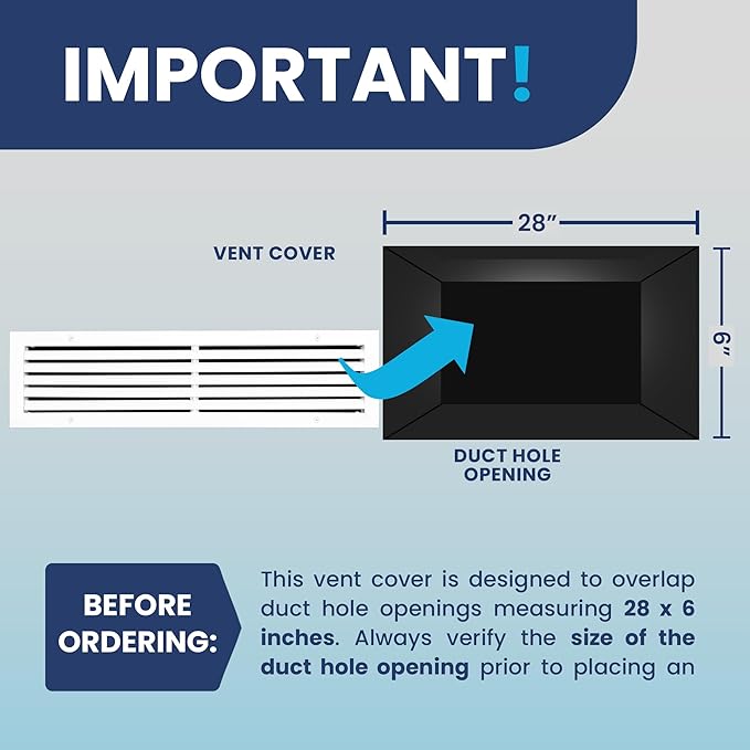 28x6 Inch Air Return Vent Cover Decorative – Premium Aluminum AC Vent Cover - Image 4