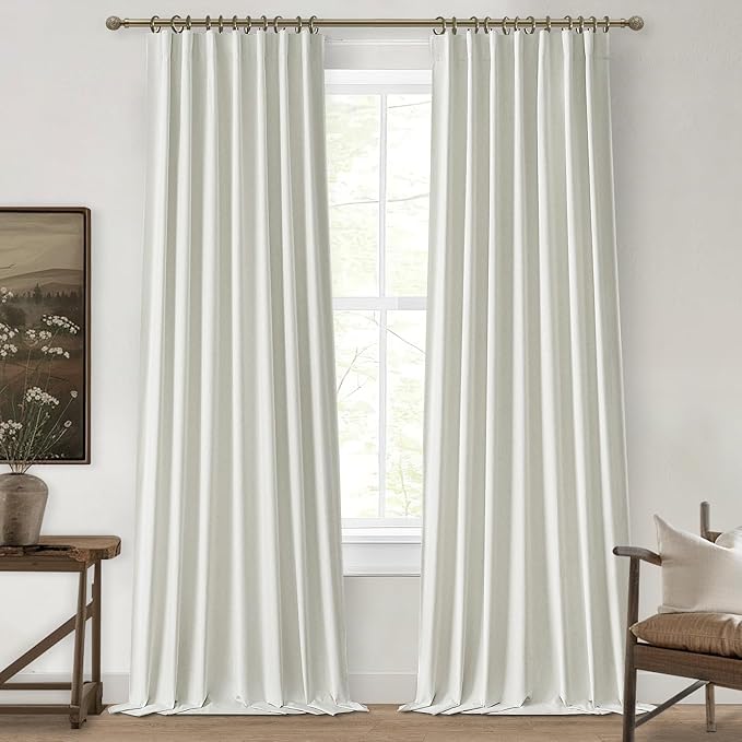 Black Out Pleated Curtains 105 Inch Long 2 Panels Burg, Sound Curtains Noise by QJMYDECO