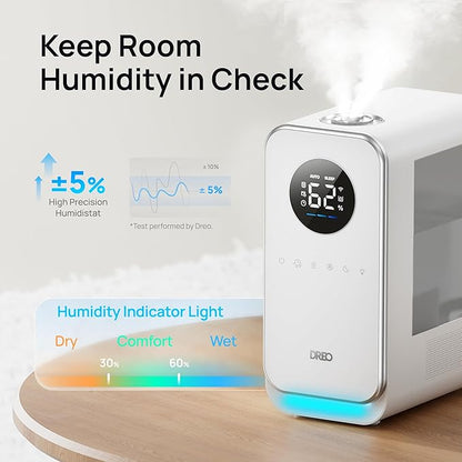 DREO Humidifiers for Bedroom, Top-filled Smart Quiet Cool Mist Humidifiers for - Image 4