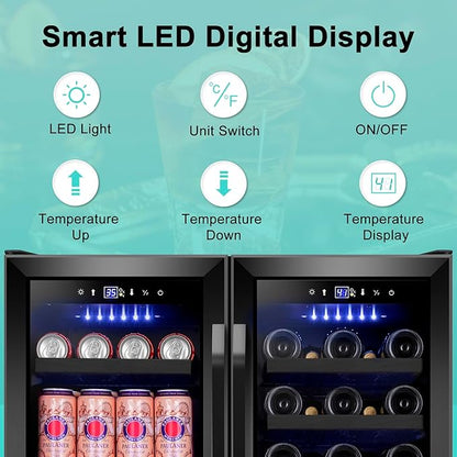 30 Inch Wine and Beverage Refrigerator, Upgrade Dual Zone Wine Cooler - Image 4
