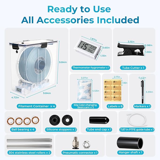 Filament Storage Box for 3D Printer, Dual-Outlet Airtight Dry Box - Image 3