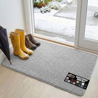 GORILLA GRIP SOAKSTOPPER Dog Door Mat, 48x30 Machine Washable Rug Absorbent by GorillaGrip