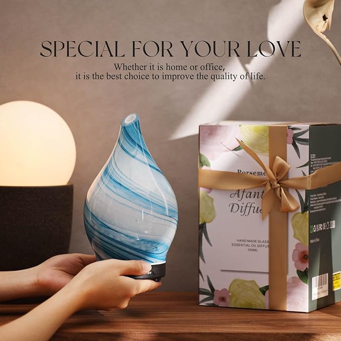 Porseme 150ml Essential Oil Diffuser Glass Color Changing Aroma Air Diffusers - Image 6