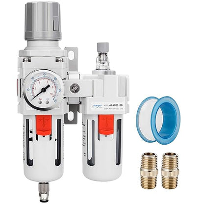 NANPU 3/4" NPT Compressed Air Filter Regulator Lubricator Combo Water/Oil Trap by NANPU
