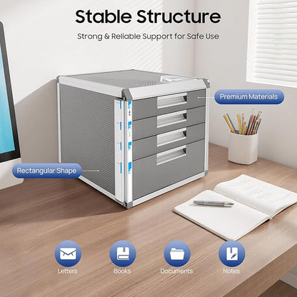 Metal Drawer Box, 4 Drawers Drawer Box luminium Alloy File Organiser, File - Image 3
