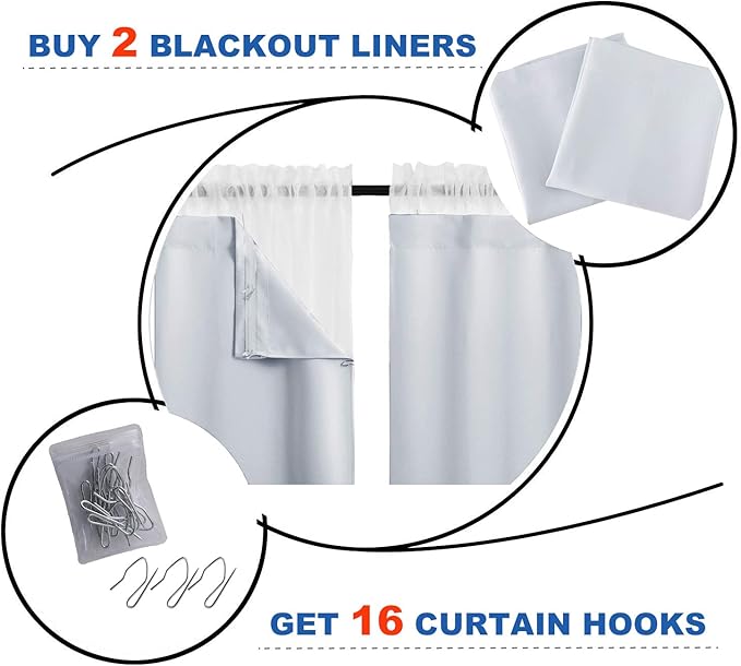 NICETOWN White Curtain Liner Panels - Image 2