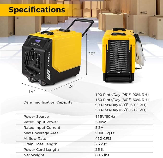 COSTWAY 190 PPD Commercial Dehumidifier - Image 8
