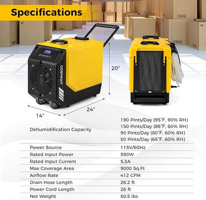COSTWAY 190 PPD Commercial Dehumidifier - Image 8
