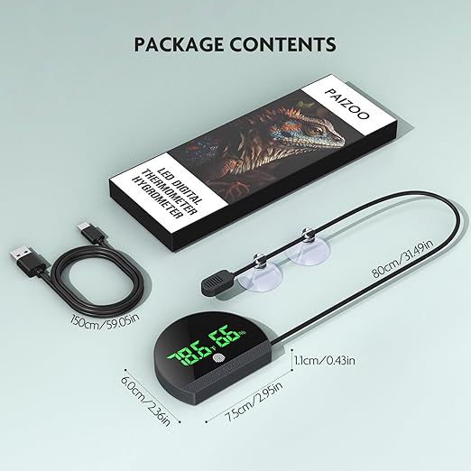 PAIZOO Reptile Thermometer Hygrometer, LED Reptile Tank Thermometer and - Image 7