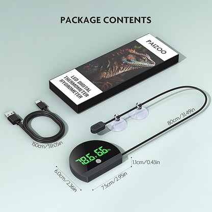 PAIZOO Reptile Thermometer Hygrometer, LED Reptile Tank Thermometer and - Image 7
