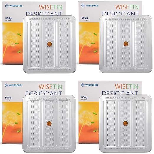4 Packs 500 Gram Desiccant Canisters, Indicating & Rechargeable Gun Safe by Wisesorb