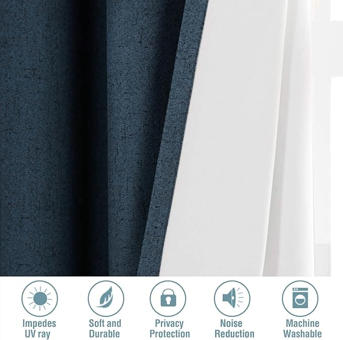 H.VERSAILTEX Primitive Linen Curtains 100% Blackout Curtain Drapes Burlap - Image 4