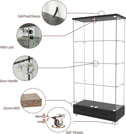 Yoluckea 4 Tier Glass Display Cabinet - Image 5