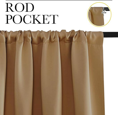NICETOWN Gold Brown Blackout Curtains Panels - Image 2