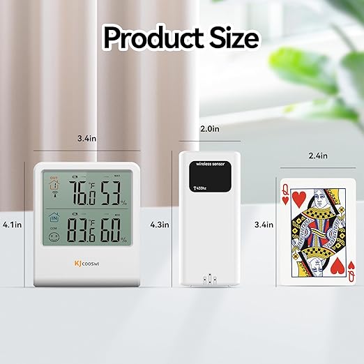 Indoor Outdoor Thermometer Hygrometer, Wireless Digital Temperature & Humidity - Image 2