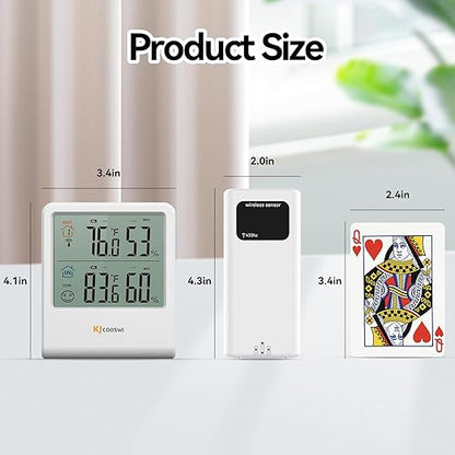 Indoor Outdoor Thermometer Hygrometer, Wireless Digital Temperature & Humidity - Image 2