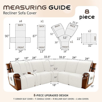 Arfntevss Waterproof Recliner Sectional Couch Covers - Image 5