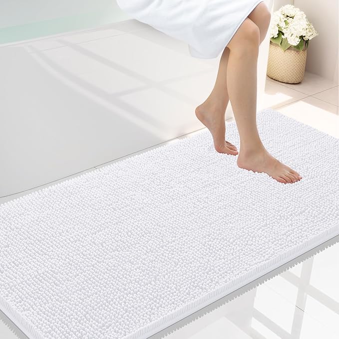 Smiry Luxury Chenille Bathroom Rugs 47x24, Extra Soft and Absorbent Shaggy Bath by Smiry
